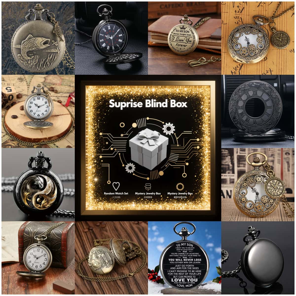 Vintage Fashion For Men - Orologio da tasca al quarzo da