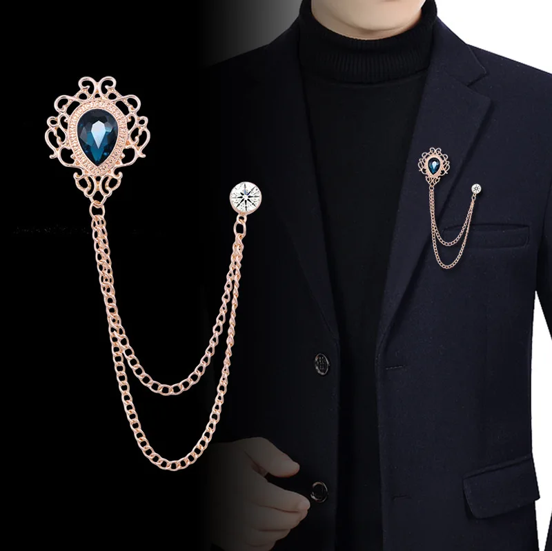 Vintage Fashion For Men - Nuovo vintage nappa catena strass spilla