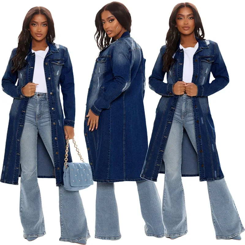 Patchwork Jean Jacket - Cappotto di jeans in cotone Donna