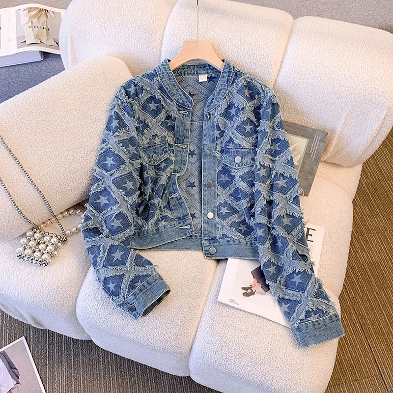Patchwork Jean Jacket - Cappotto Donna Cappotti di jeans Giacche