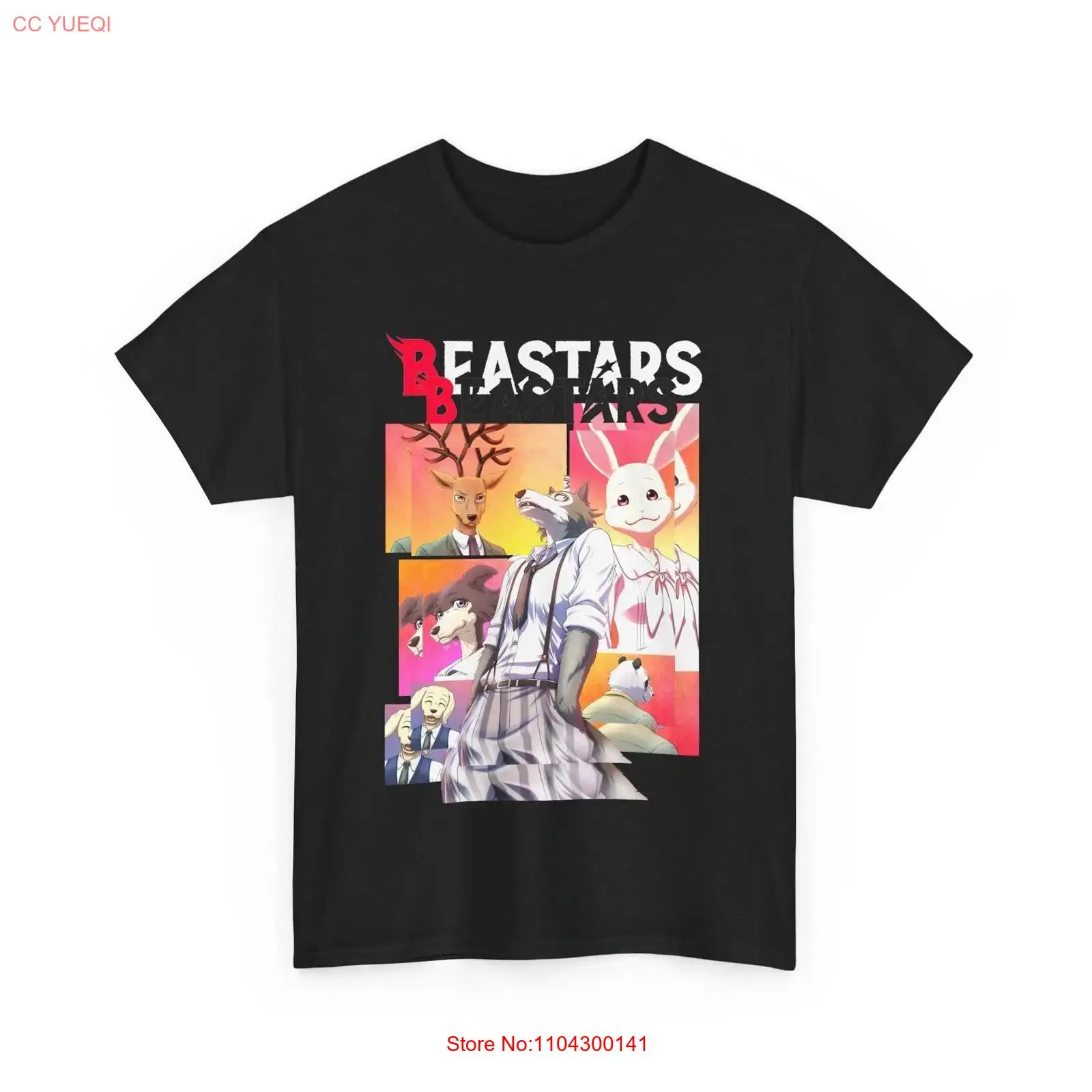 Vintage Fashion Knitwear - Maglietta Nera Anime Beastars Legoshi Vintage