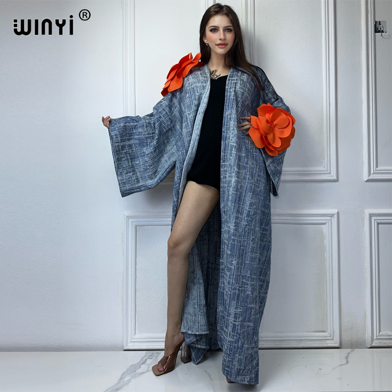 Patchwork Jean Jacket - WINYI Kimono passerella modello wash denim