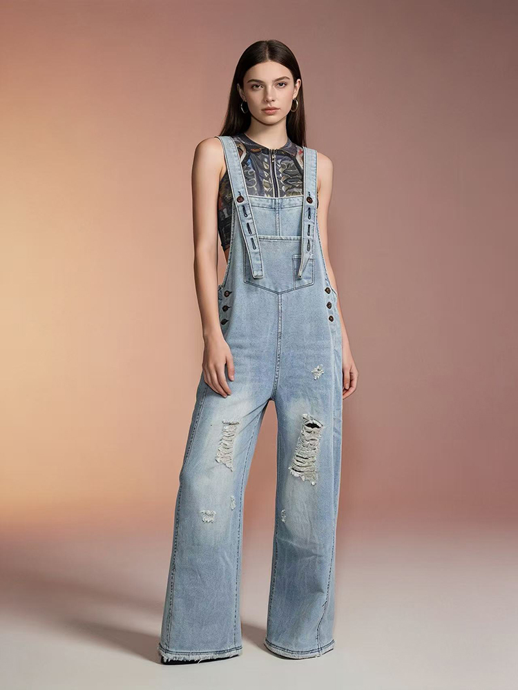 Vintage Fashion Jeans - Nuovi Jeans Salopette Donna alla Moda