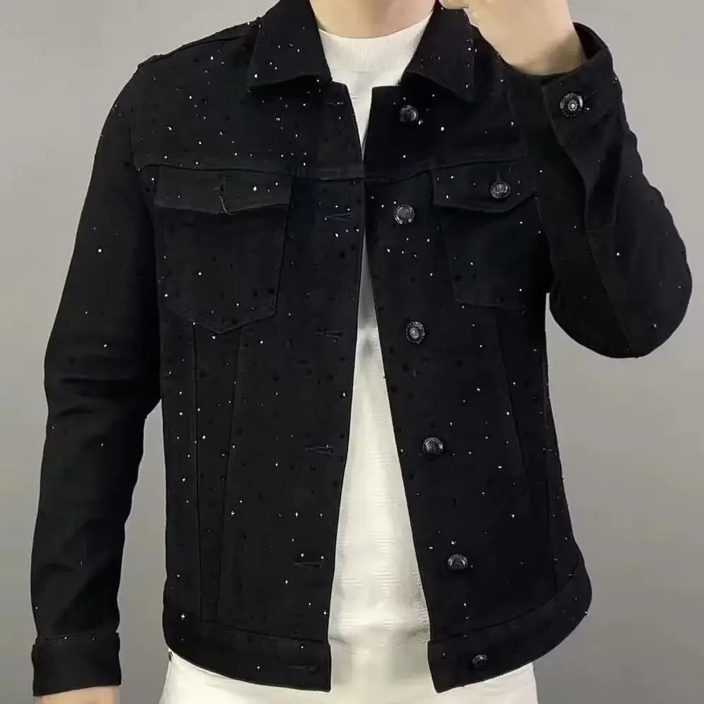 Patchwork Jean Jacket - Cappotto jeans da uomo con bottoni