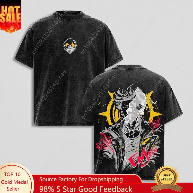 Vintage Fashion T Shirts - T-shirt Vintage Anime Gachiakuta Effetto Lavato,