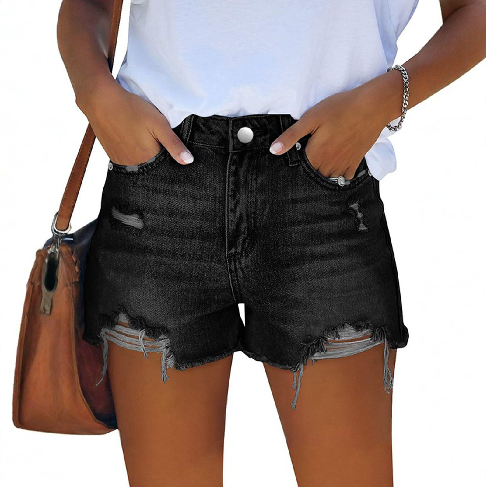 Vintage Fashion Jeans - Pantaloncini in Denim Blu Lavato Stile
