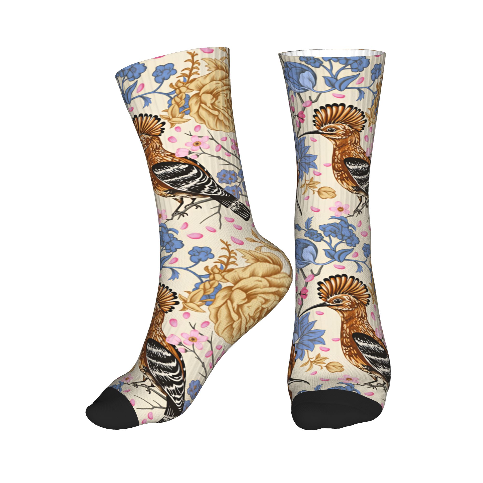 Vintage Fashion For Men - Calzini Hoopoe Bird Blue Peony con