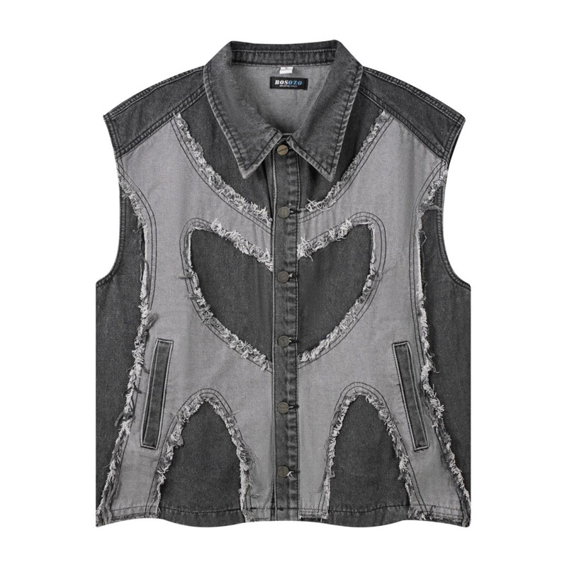 Giacca di jeans senza maniche  - Patchwork Jean Jacket recensione e prezzo