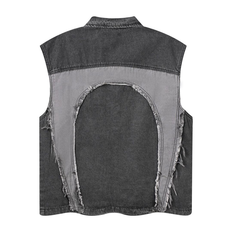 Giacca di jeans senza maniche  - Patchwork Jean Jacket recensione e prezzo