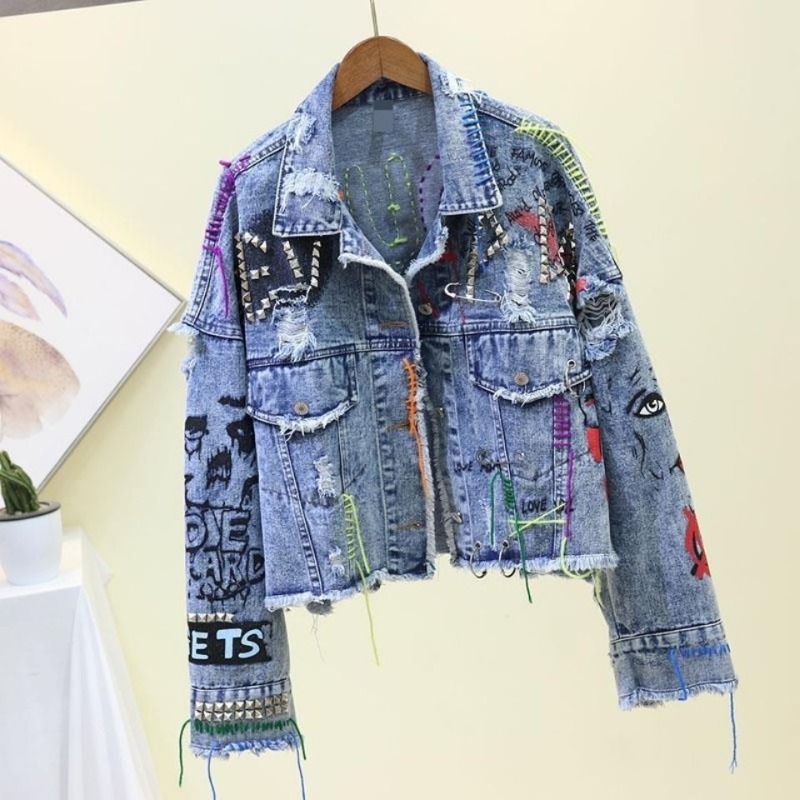 Giacca corta di jeans casual a - Patchwork Jean Jacket recensione e prezzo