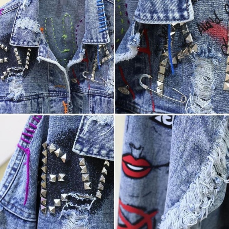 Giacca corta di jeans casual a - Patchwork Jean Jacket recensione e prezzo