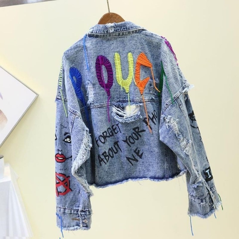 Giacca corta di jeans casual a - Patchwork Jean Jacket recensione e prezzo